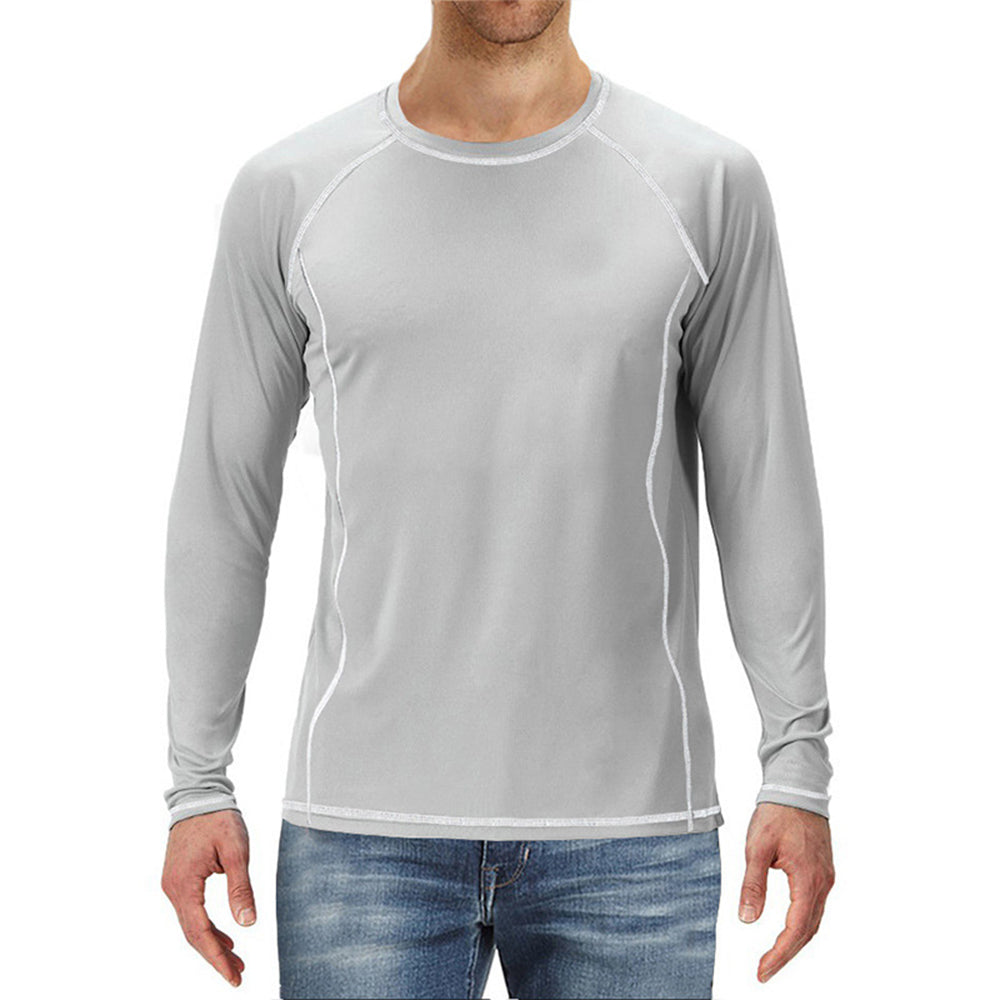 New Men's Fashion Solid Color Raglan Sleeve Loose Long Sleeve T-Shirt
