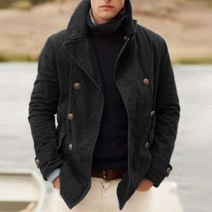 Fashion Casual Solid Color Lapel Loose Men's Hoodless Coat