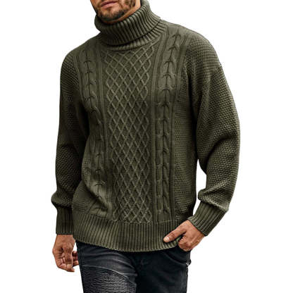 Men's Solid Color Long Sleeve Knit Turtleneck Sweater