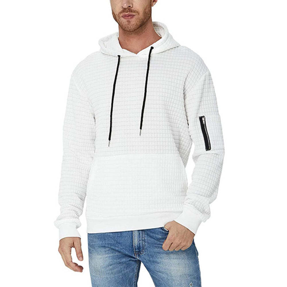 Trendy Men's Jacquard Zip Pocket Long Sleeve Sweatshirt