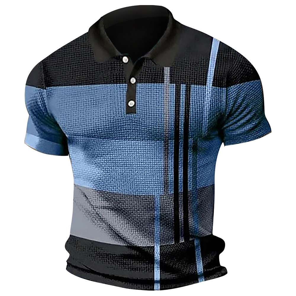Lucisdream Summer Fashion Men's Color Block Polo Shirt