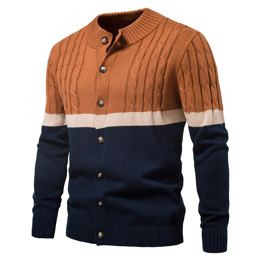 Men's Colorblock Cotton Long Sleeve Cardigan