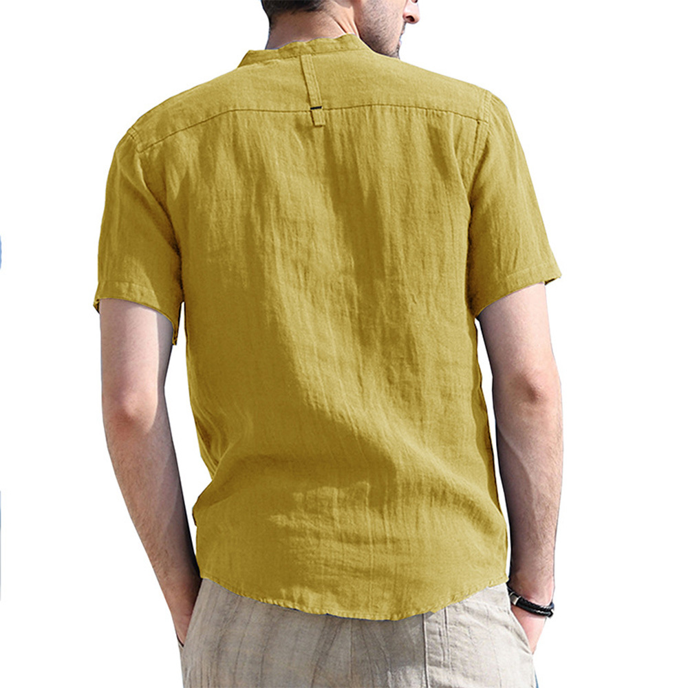 Solid Color Henley Collar Short Sleeve Shirt