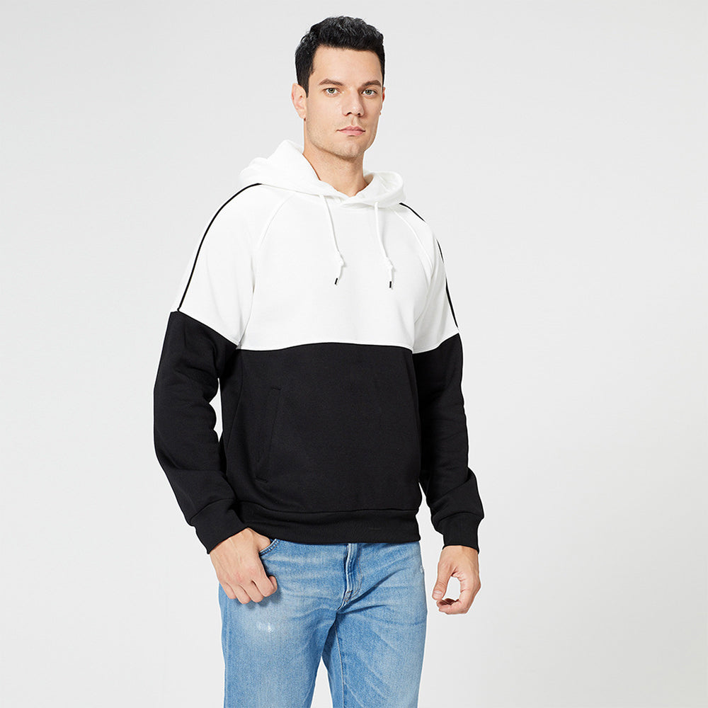 Men's New Two Tone Loose Simple Hooded Sweater