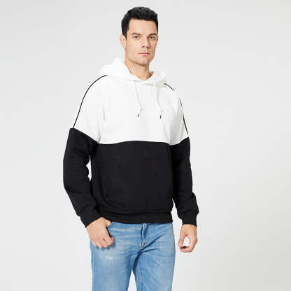 Men's New Two Tone Loose Simple Hooded Sweater