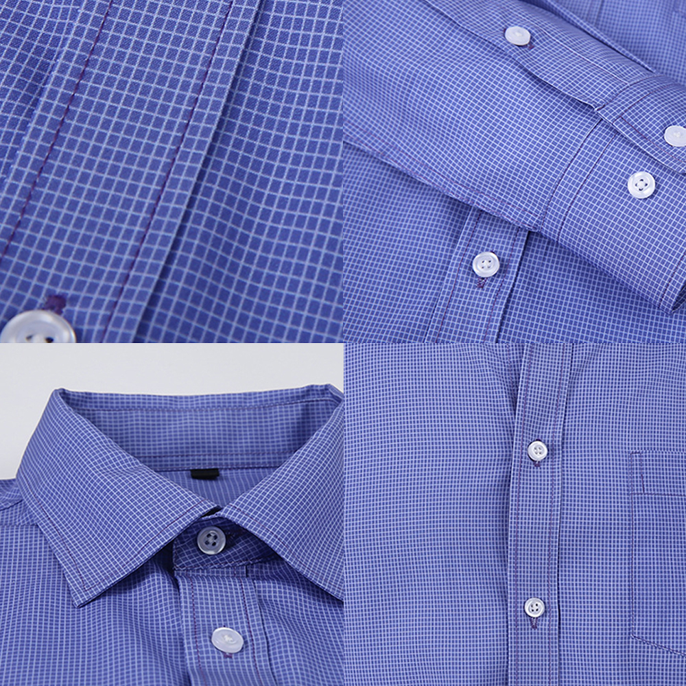 Diggetty Check Print Business Casual Stretch Long Sleeve Shirt