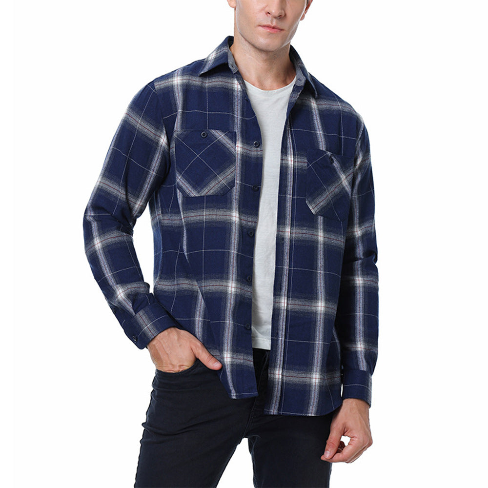 Men's Casual Plaid Long Sleeve Shirt