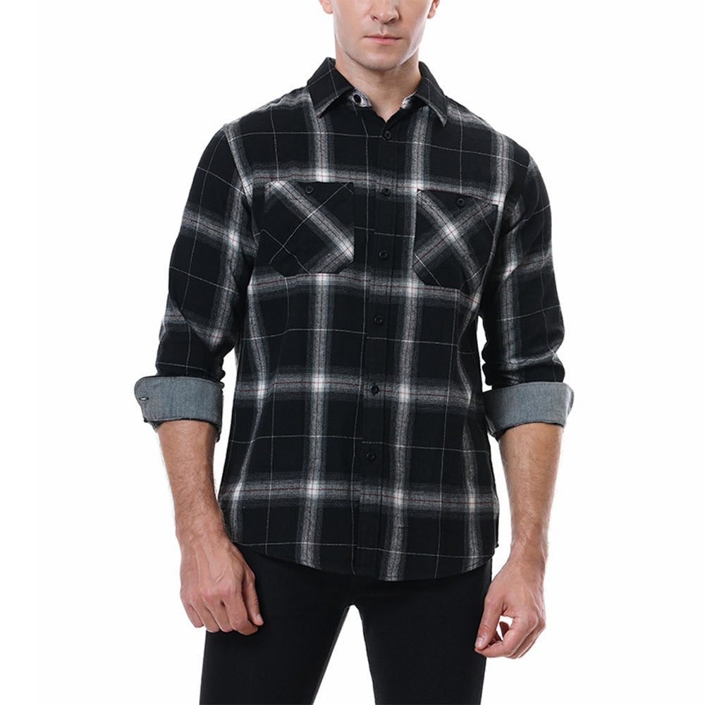 Diggetty Men's Casual Plaid Long Sleeve Shirt