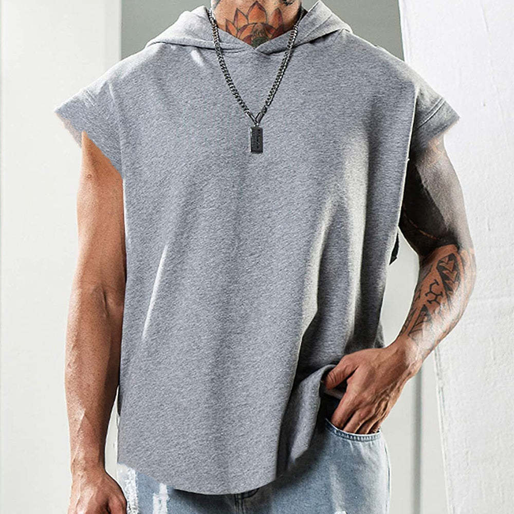 2022 Summer Men's Solid Color Hoodie Sports Top