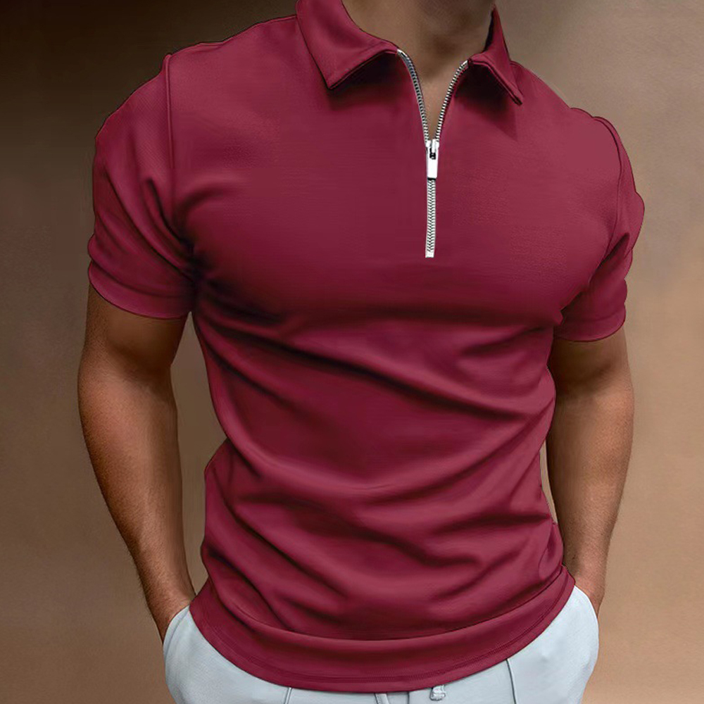 Summer men's polo shirt solid color short-sleeved lapel t-shirt