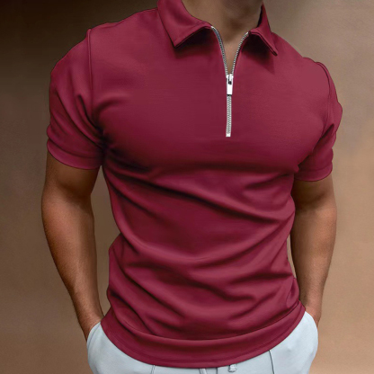 Summer men's polo shirt solid color short-sleeved lapel t-shirt