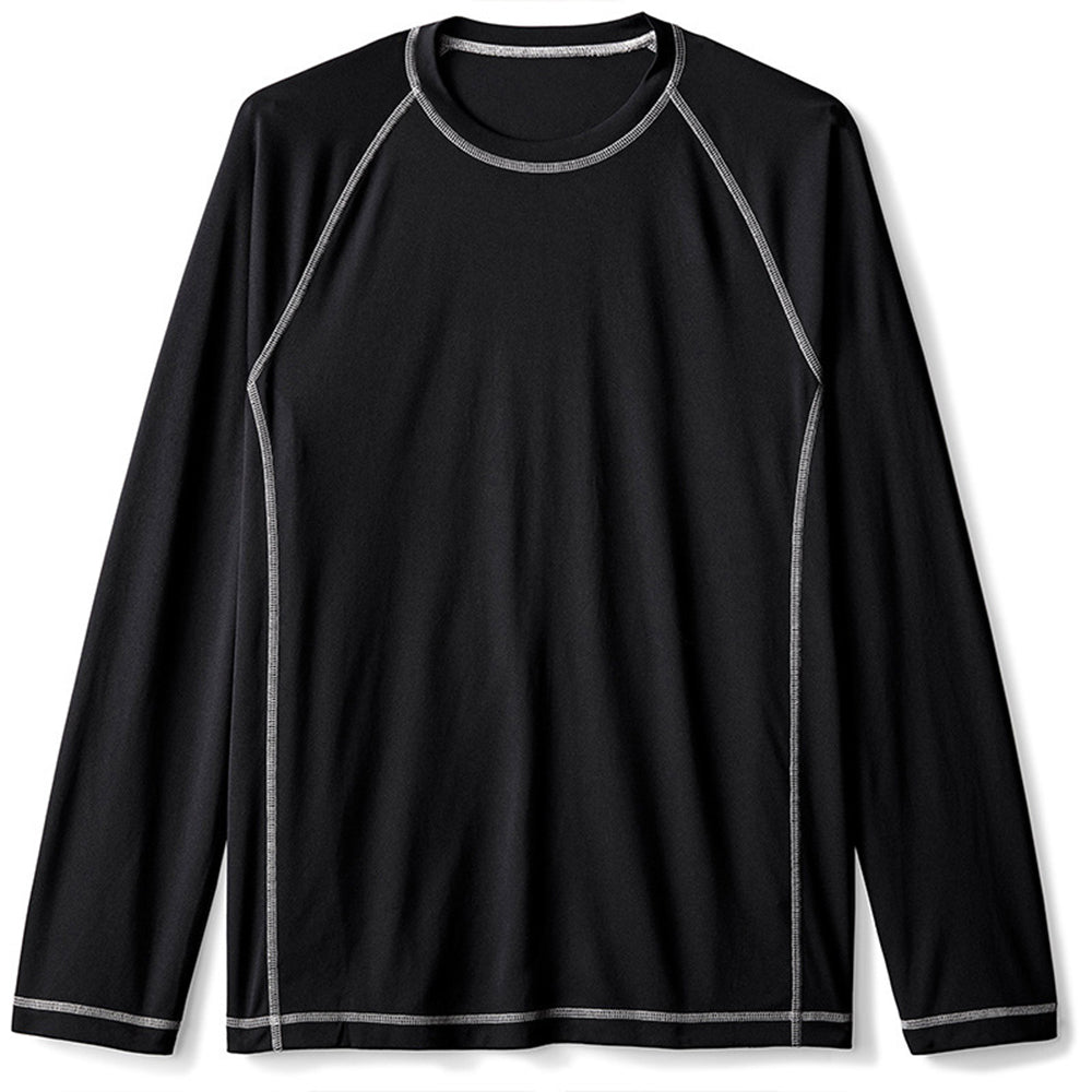 New Men's Fashion Solid Color Raglan Sleeve Loose Long Sleeve T-Shirt