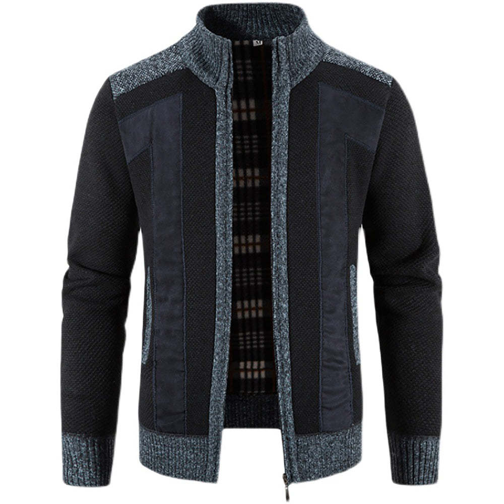 Men's Warm Fashion Stitched Fleece Knitted Cardigan