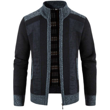 Men's Warm Fashion Stitched Fleece Knitted Cardigan