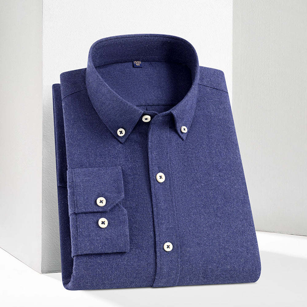 Men's New Brushed Solid Color Casual Long Sleeve Shirt