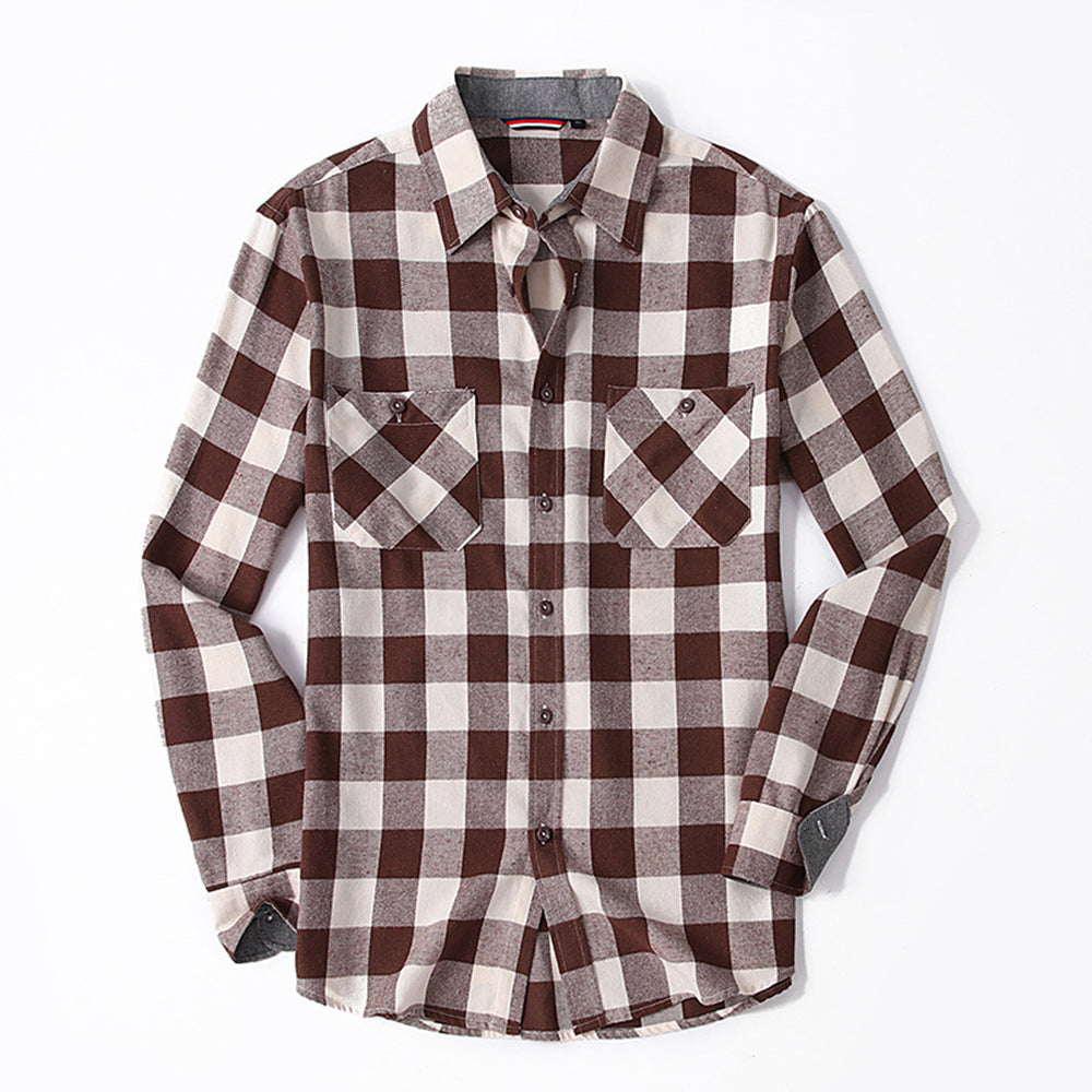 Diggetty Men's Casual Plaid Long Sleeve Shirt