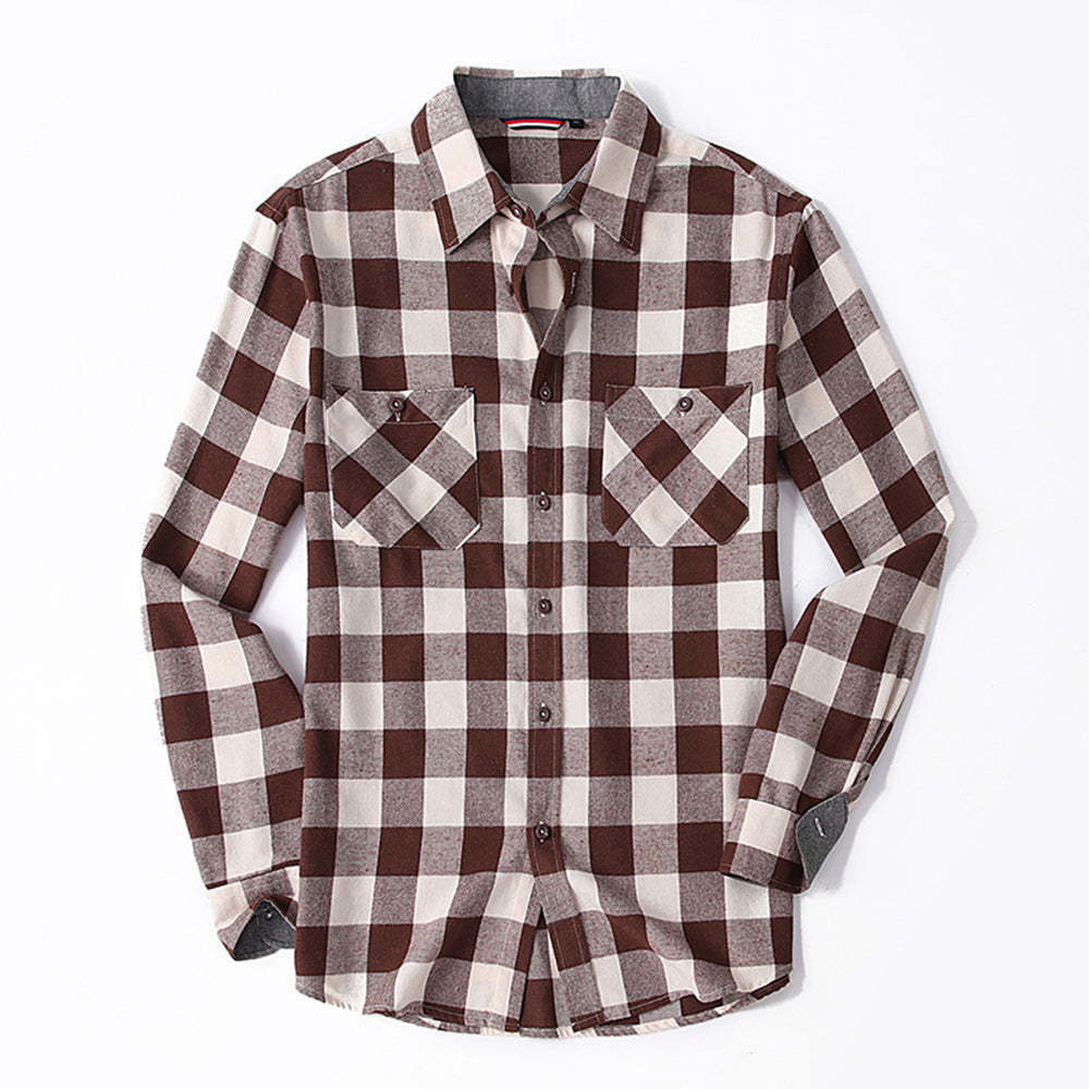 Diggetty Men's Casual Plaid Long Sleeve Shirt