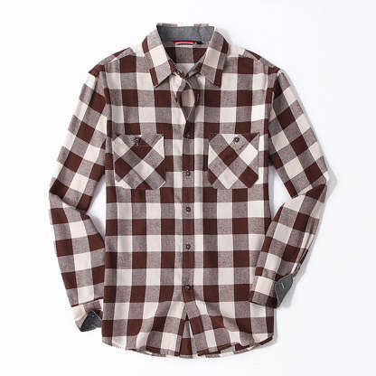 Men's Casual Plaid Long Sleeve Shirt