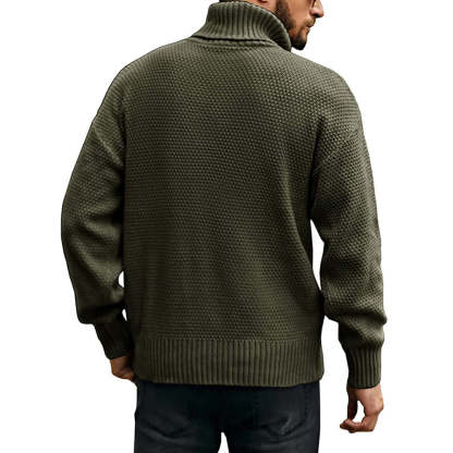 Men's Solid Color Long Sleeve Knit Turtleneck Sweater