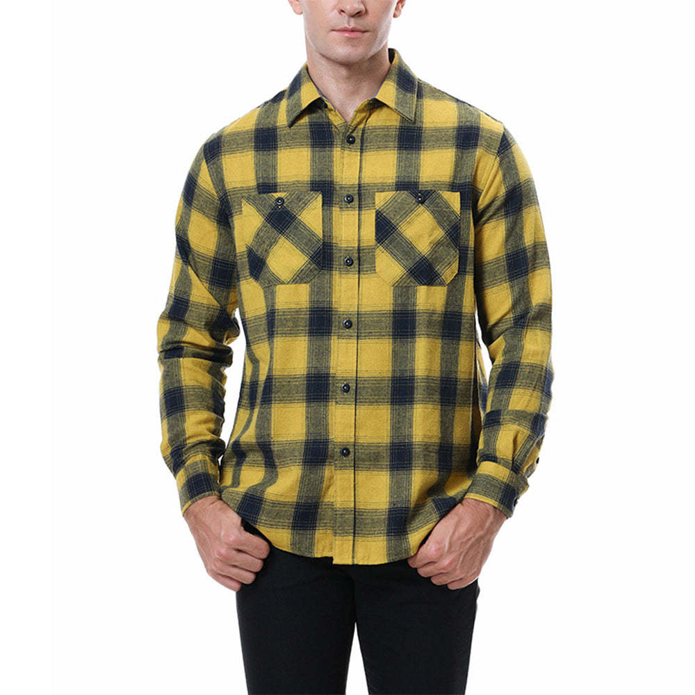 Diggetty Men's Casual Plaid Long Sleeve Shirt