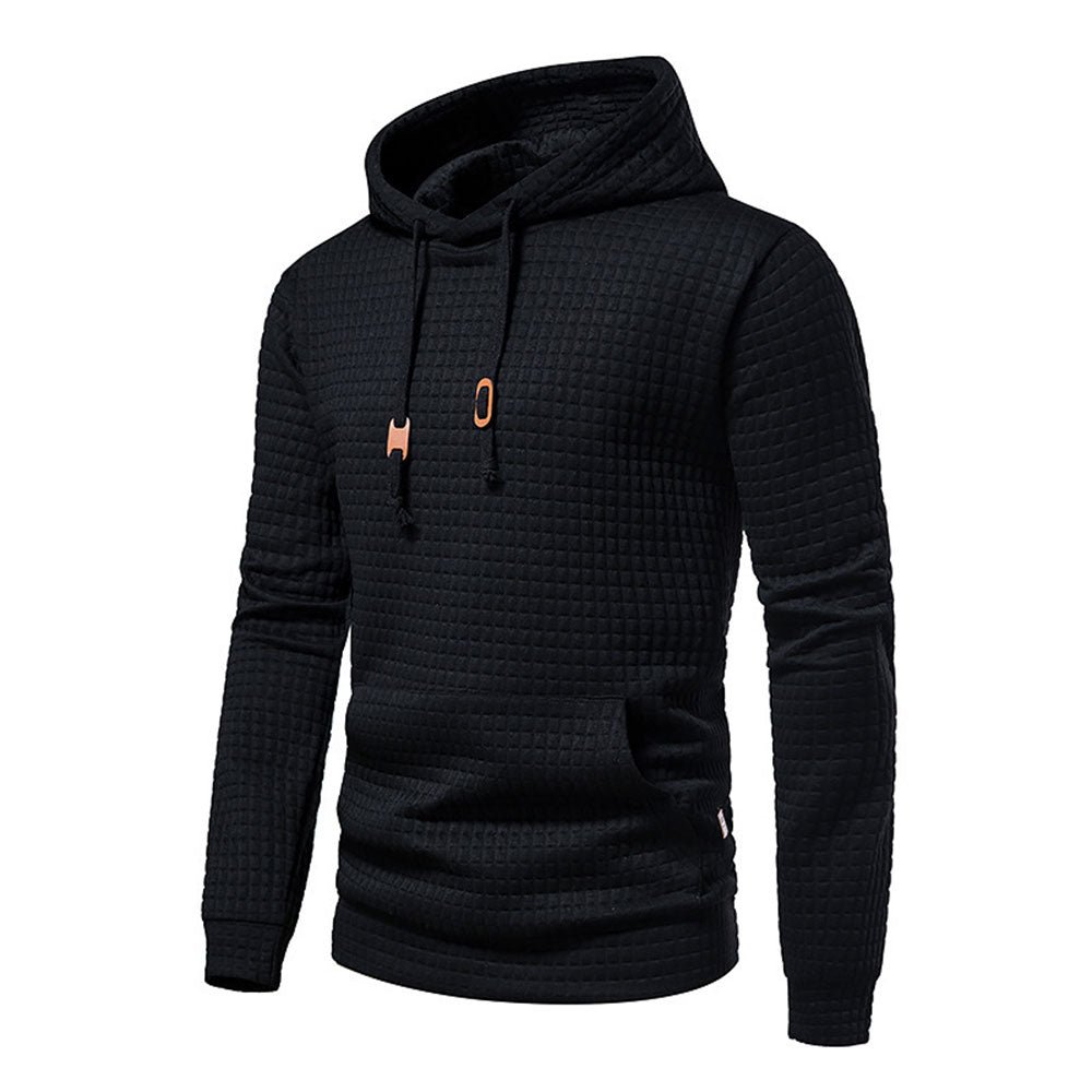 New Men's Fashion Check Casual Pocket Pullover Hoodie