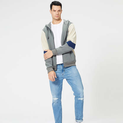 New Men's Fashion Colorblock Contrast Cardigan