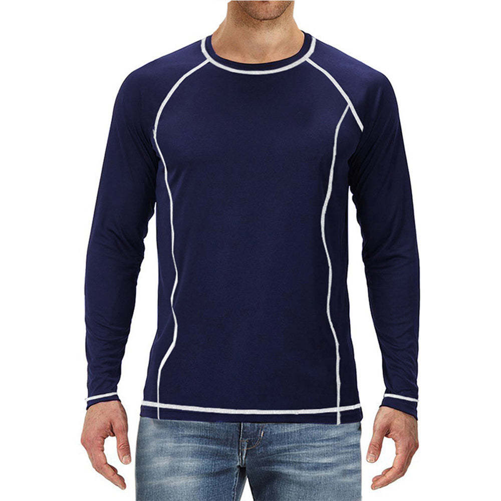 New Men's Fashion Solid Color Raglan Sleeve Loose Long Sleeve T-Shirt