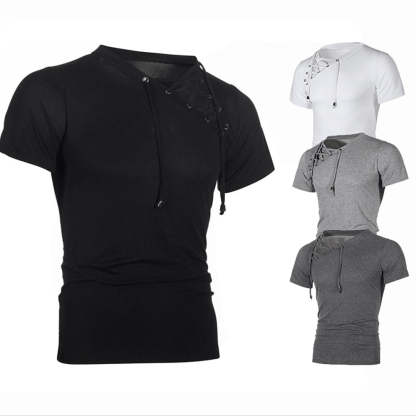 Men's Slanted Lace-Up T-Shirt