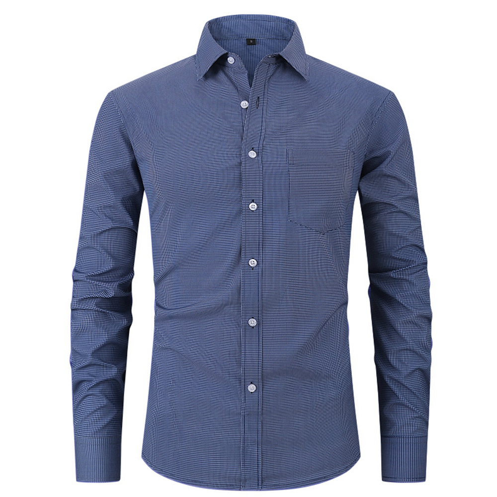 Diggetty Check Print Business Casual Stretch Long Sleeve Shirt