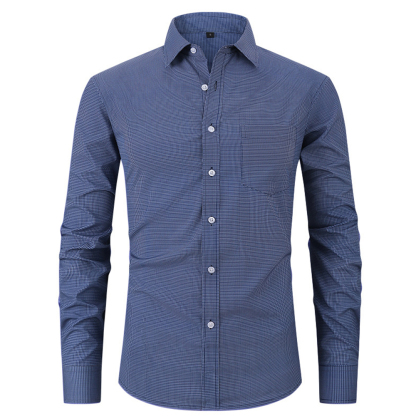 Diggetty Check Print Business Casual Stretch Long Sleeve Shirt