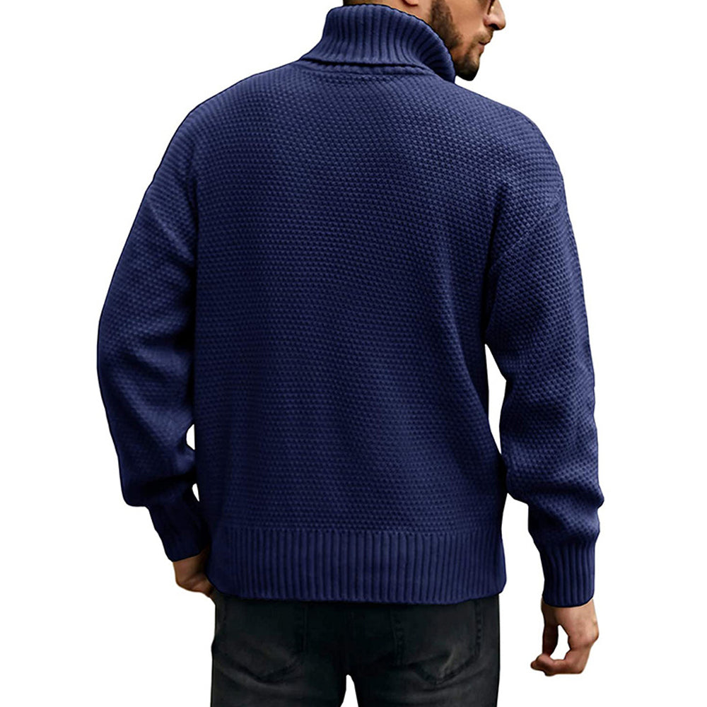 Men's Solid Color Long Sleeve Knit Turtleneck Sweater