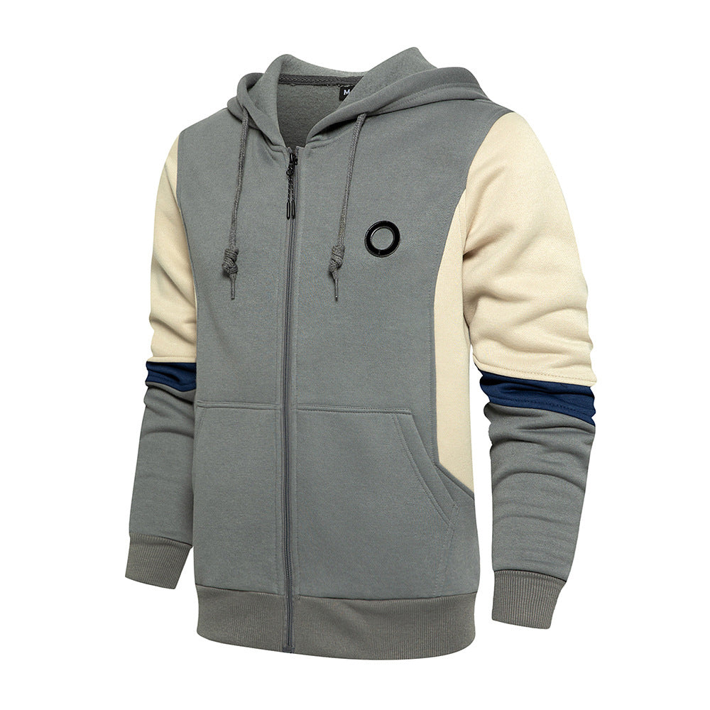 New Men's Fashion Colorblock Contrast Cardigan