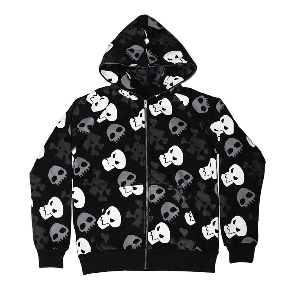 Men's Skull Print Oversized Hooded Sweatshirt