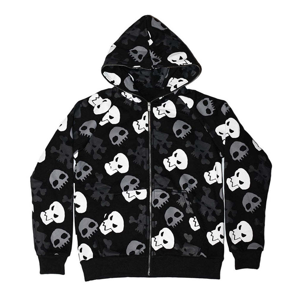 Men's Skull Print Oversized Hooded Sweatshirt