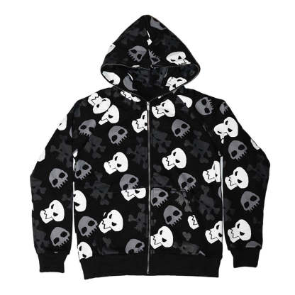 Men's Skull Print Oversized Hooded Sweatshirt