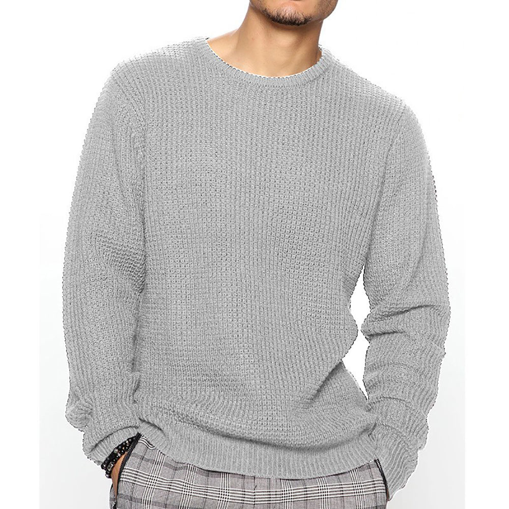 New Men's Fashion Round Neck Hollow Out Casual Knit Long Sleeve Sweater