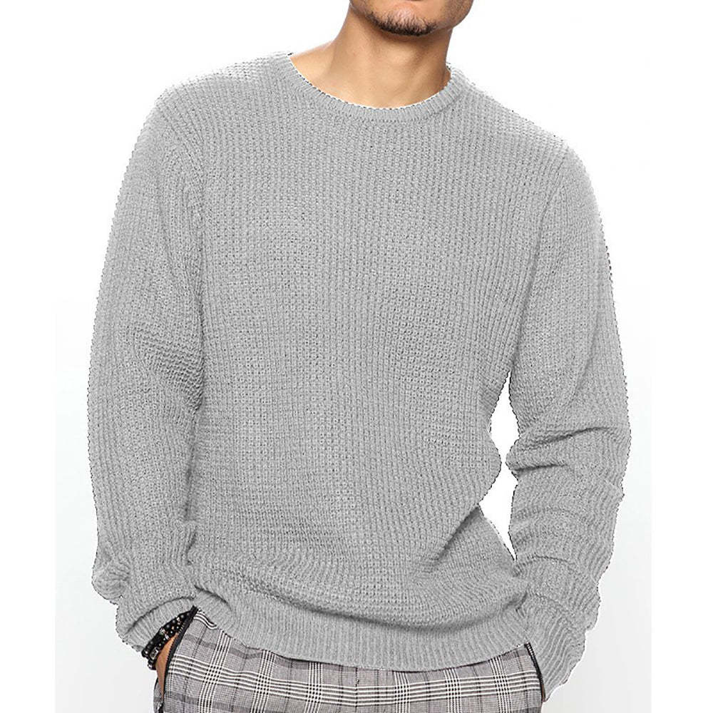 New Men's Fashion Round Neck Hollow Out Casual Knit Long Sleeve Sweate