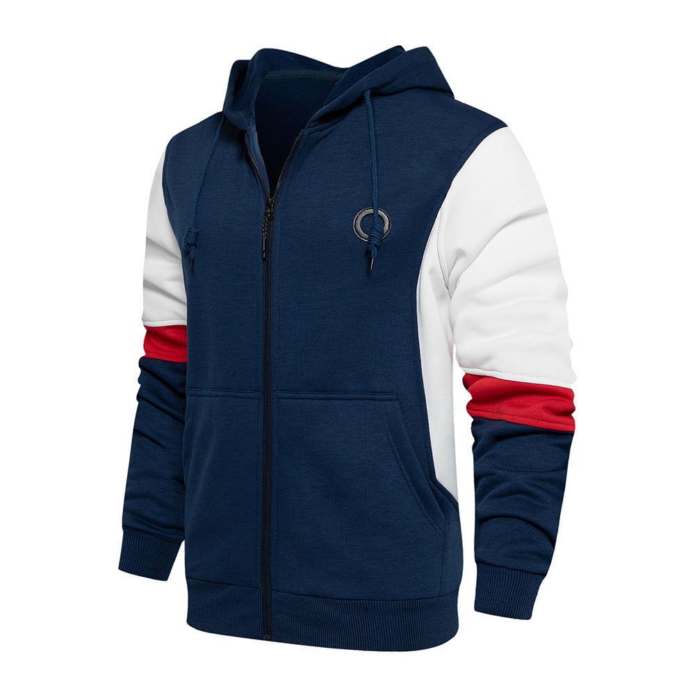 New Men's Fashion Colorblock Contrast Cardigan
