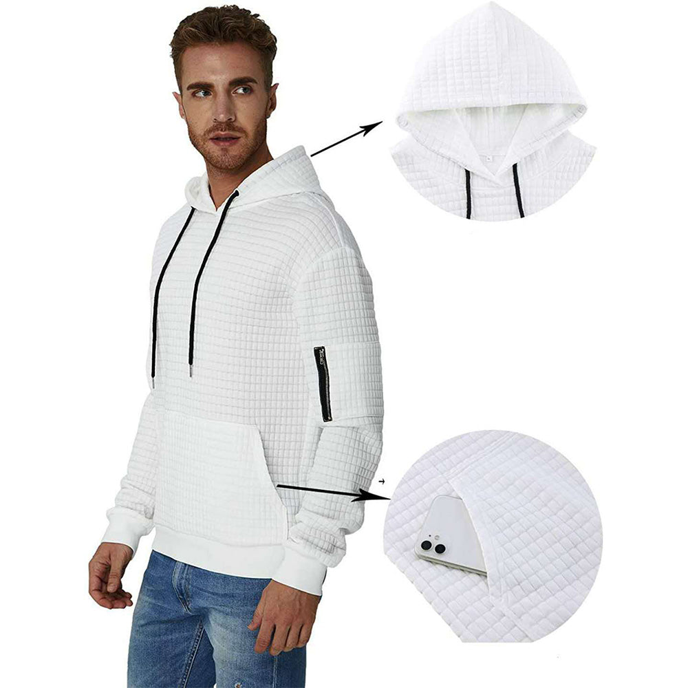 Trendy Men's Jacquard Zip Pocket Long Sleeve Sweatshirt