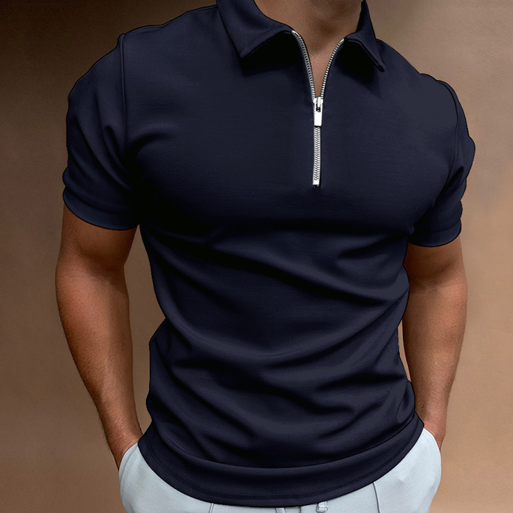 Summer men's polo shirt solid color short-sleeved lapel t-shirt
