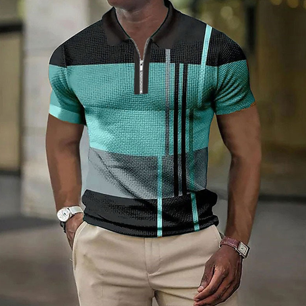 Summer Fashion Men's Color Block Polo Shirt