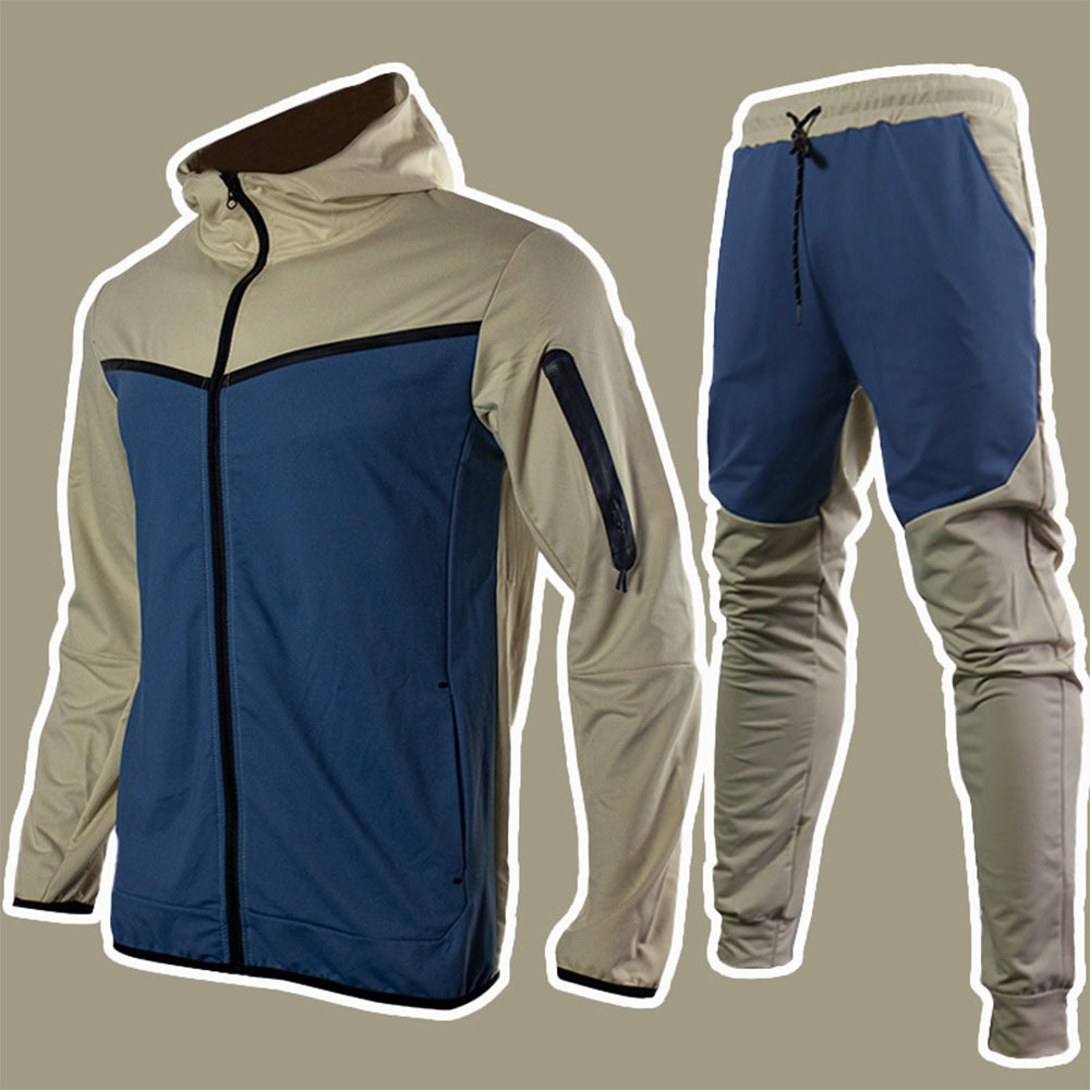 New Men's Fashion Contrast Color Casual Sports Suit