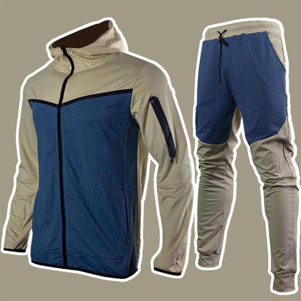 New Men's Fashion Contrast Color Casual Sports Suit