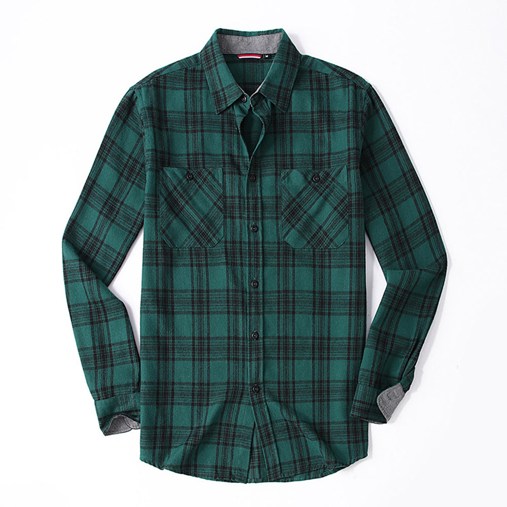 Men's Casual Plaid Long Sleeve Shirt