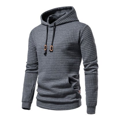New Men's Fashion Check Casual Pocket Pullover Hoodie
