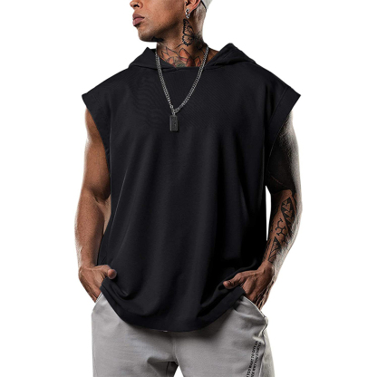 Diggetty Summer fitness pullover sports sleeveless vest with hood men's vest