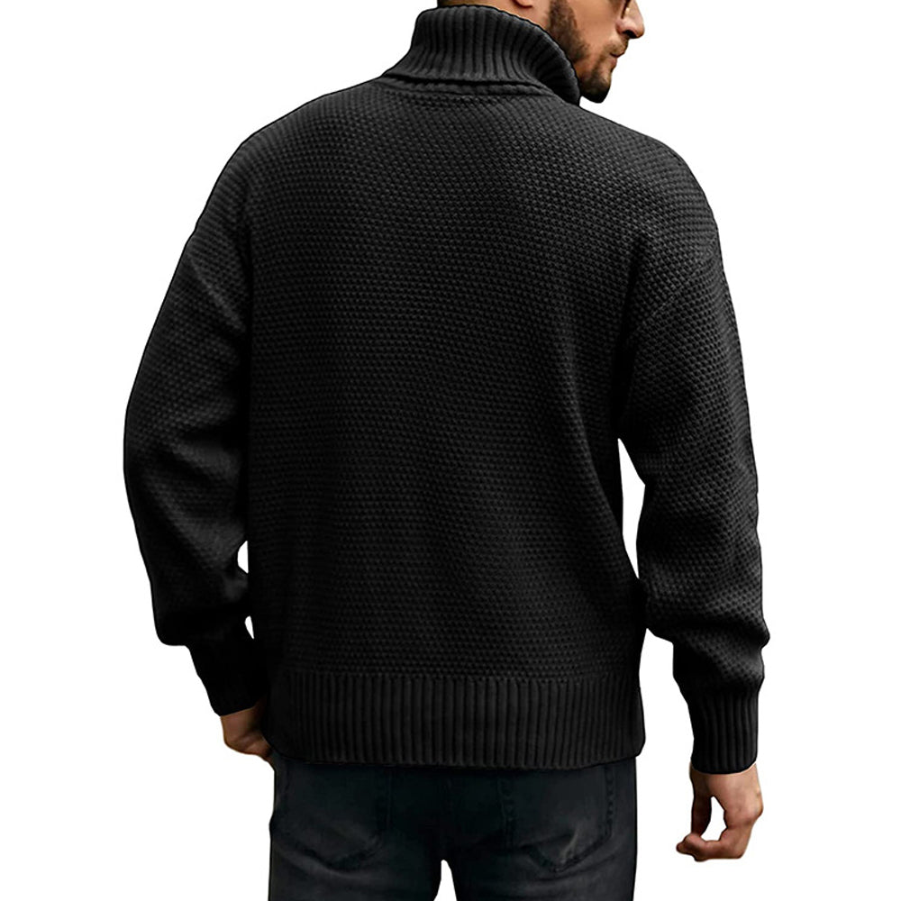 Men's Solid Color Long Sleeve Knit Turtleneck Sweater