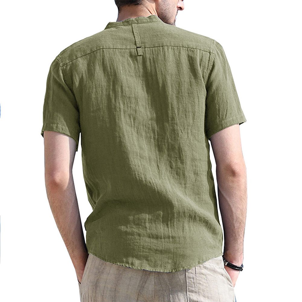 Solid Color Henley Collar Short Sleeve Shirt