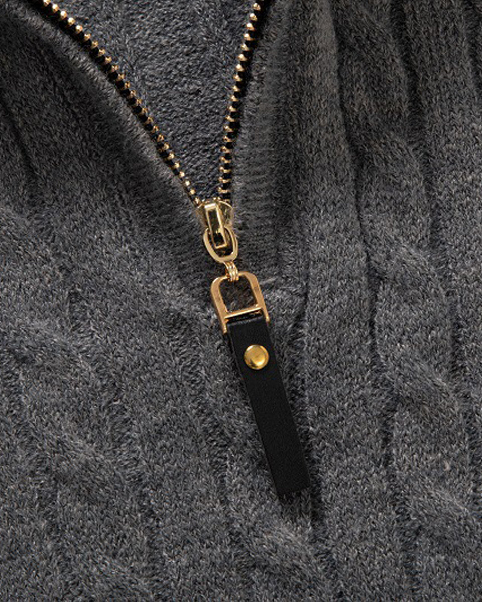 Autumn new men's zipper half-high collar twist knit bottoming shirt