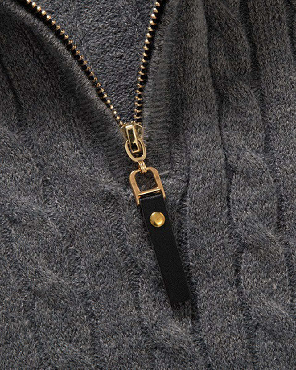 Autumn new men's zipper half-high collar twist knit bottoming shirt